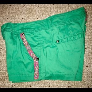 Daytrip green shorts, waist 29”